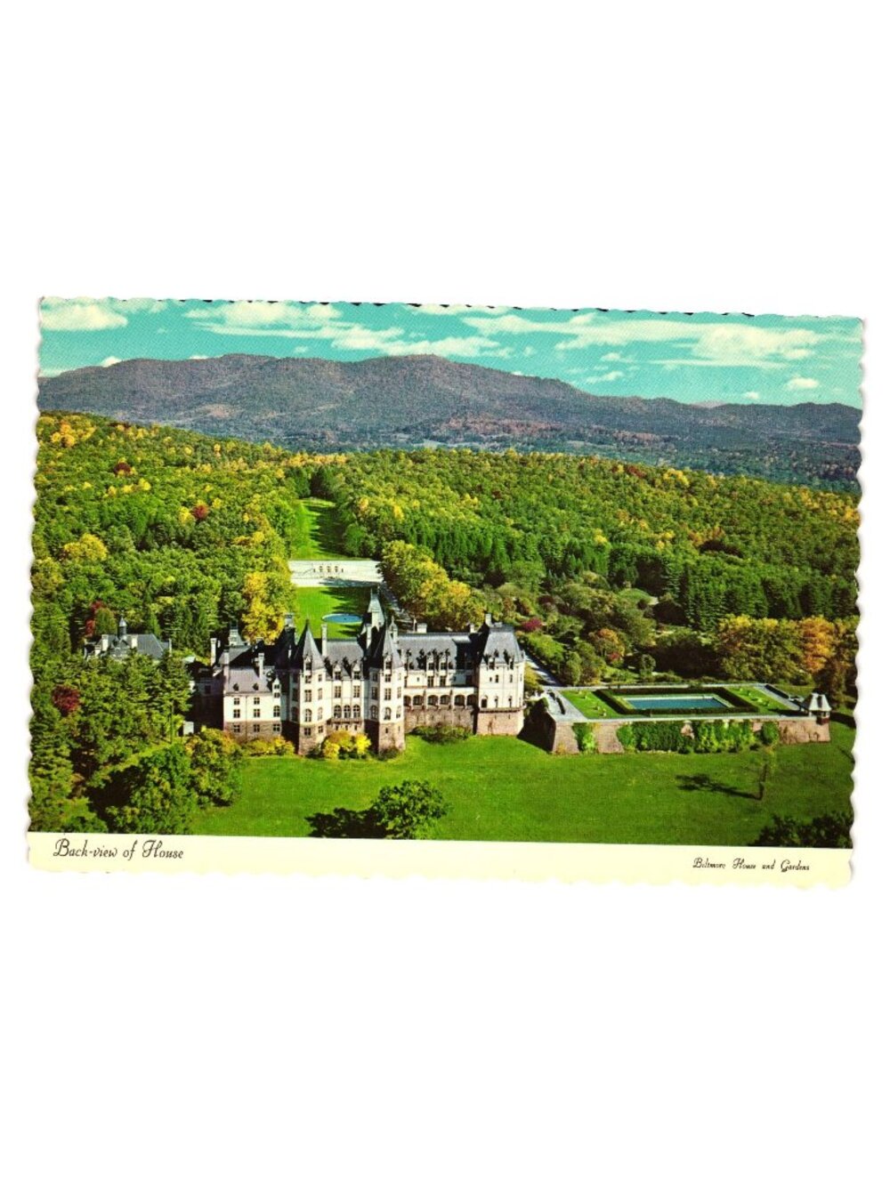 Biltmore House Gardens Asheville NC 1971 Dexter Press Postcard Scalloped Edges